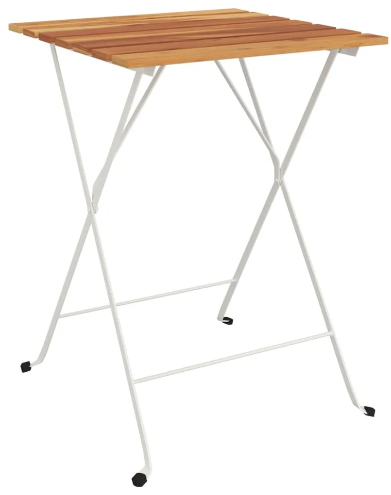 3 pcs conjunto de bistrô dobrável madeira de acácia maciça/aço