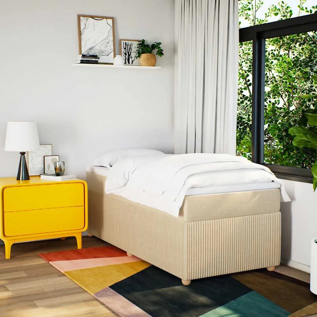 Cama com molas/colchão 90x200 cm tecido cor crème