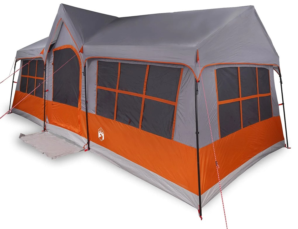 Tenda de Camping com Janelas Cinza e Laranja 12-Pessoas Impermeável