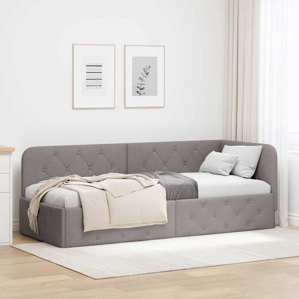 vidaXL Estrutura de Cama de Canto Cinzento-acastanhado 80 x 200 cm