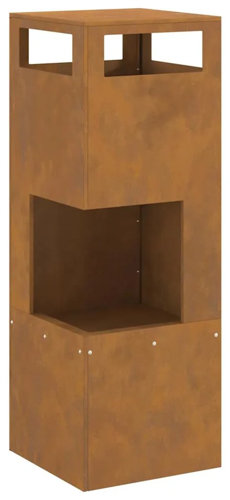 Fogueira Quadrada vidaXL 35x35x100 cm Aço Envelhecido