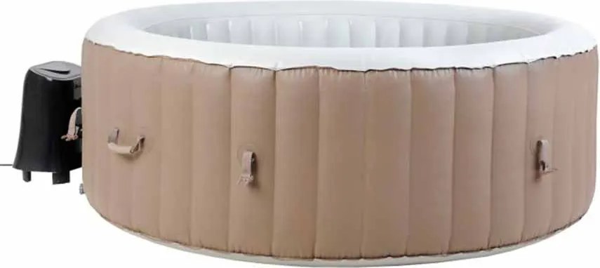 Spa insuflável portátil para 4 Pessoas com bolhas, banheira de hidromassagem, jacuzzi, castanho e branco