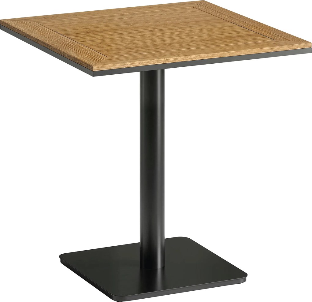 Outsunny Mesa de Apoio 70 x 70 cm resistente às intempéries, mesa de jardim com efeito madeira, base larga, quadrada, madeira natural | Aosom Portugal