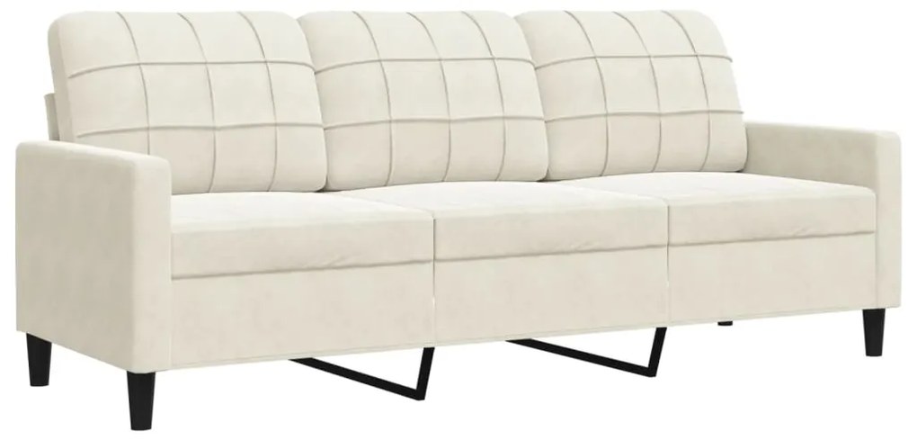 4 pcs conjunto de sofás com almofadões veludo cor creme