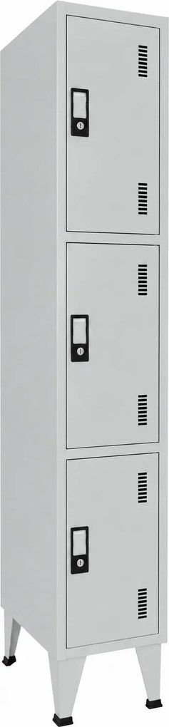 Cacifo Metálico Simples 3 Compartimentos Cinza 1900×300×500 mm com Chave - Standard