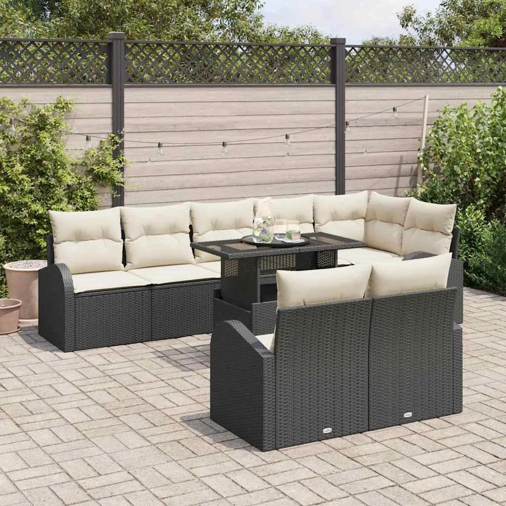Conjunto de Sofás de Jardim vidaXL de 9 Peças com Almofadas Rattan Pre