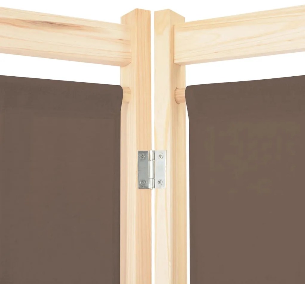 Divisória de quarto com 6 painéis 240x170x4 cm tecido castanho