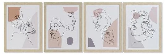 Pintura Dekodonia Tela Face Com relevo (4 pcs) (45 x 2 x 60 cm)