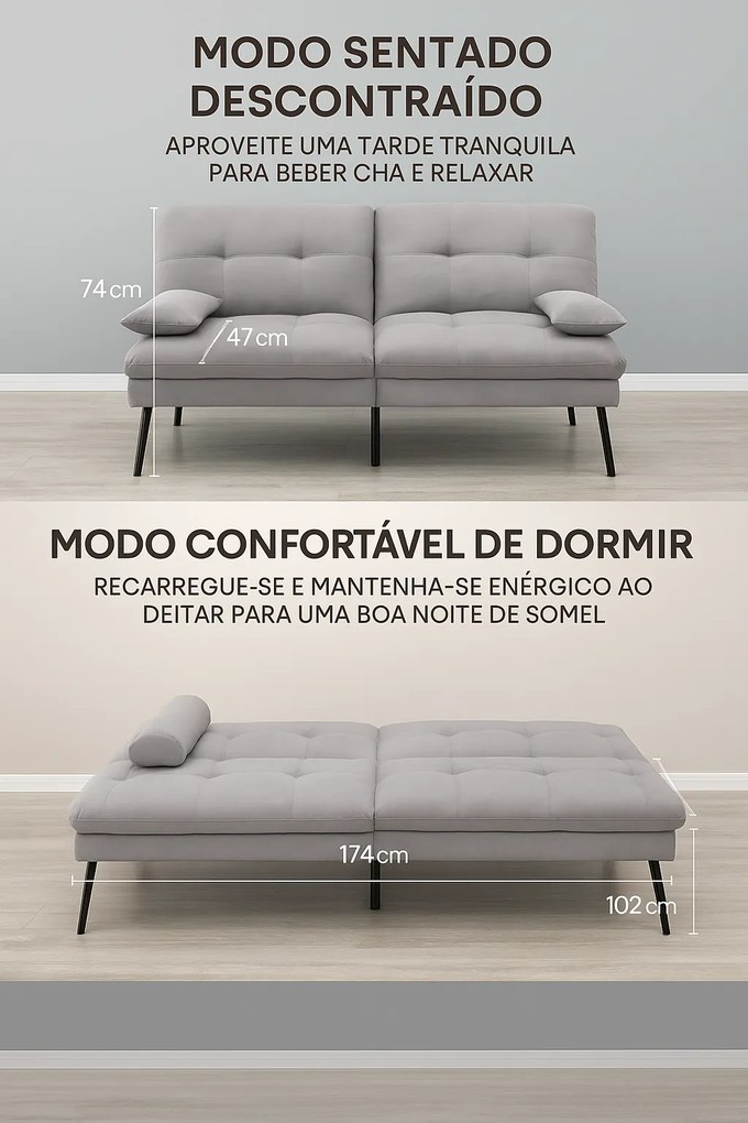 Sofá-Cama Reclinável com Capa Dobrável – Loulé – 3 Lugares – Verde Cla