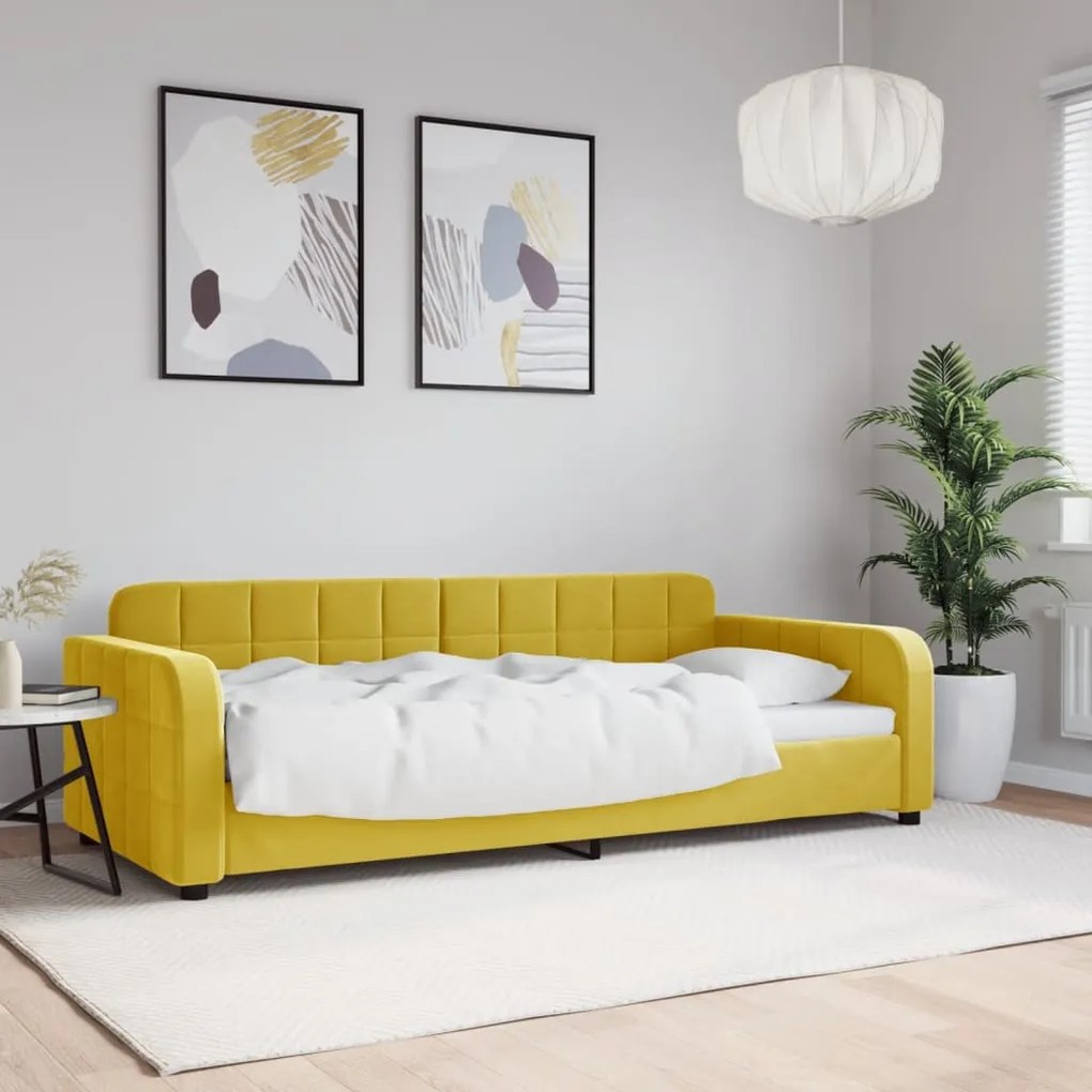 354063 vidaXL Sofá-cama 90x200 cm veludo amarelo