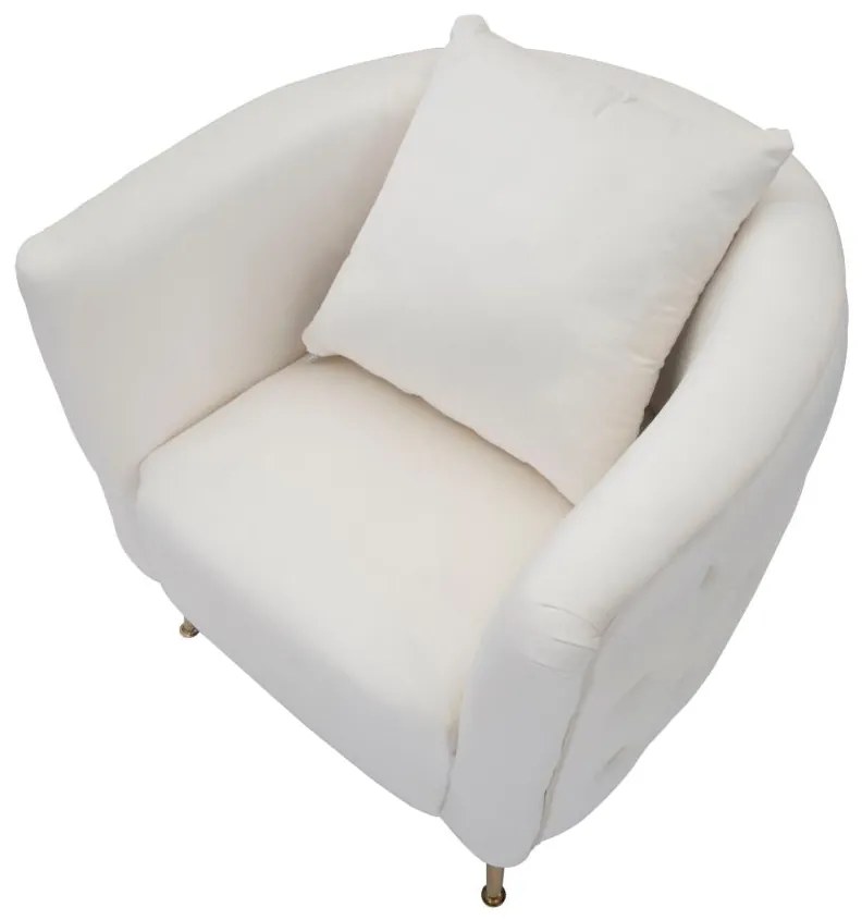 Poltrona "Bucarest" – Poltrona Estofada Creme com Pernas Douradas e Al