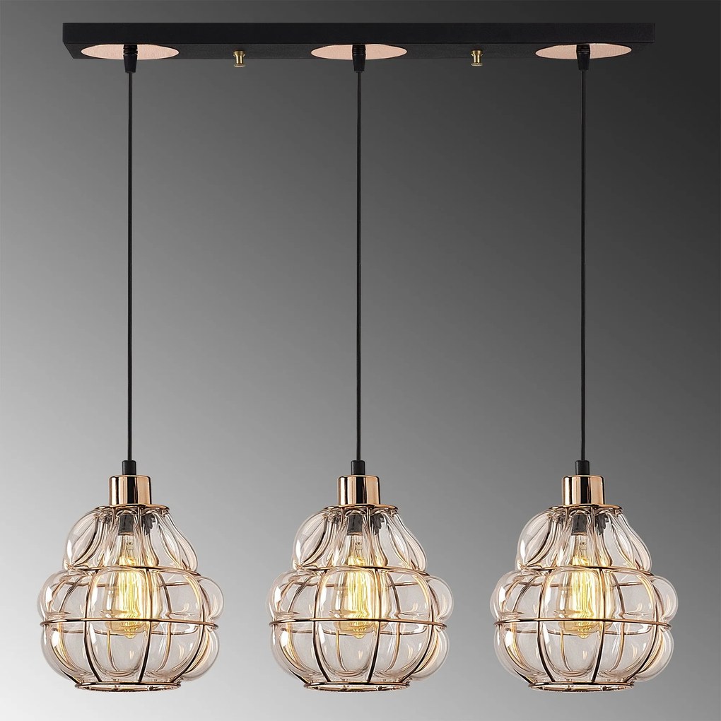 Candeeiro de Teto Safderun – Cobre – Diâmetro 70 cm, Altura 111 cm