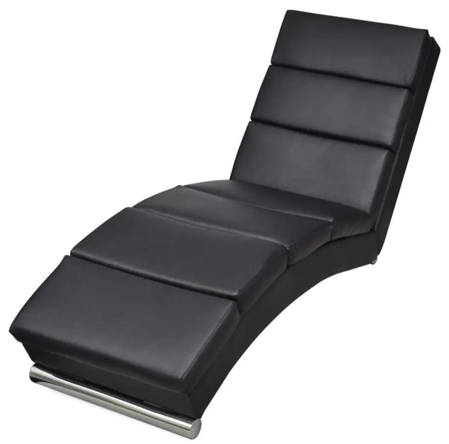 240711 vidaXL Chaise longue couro artificial preto