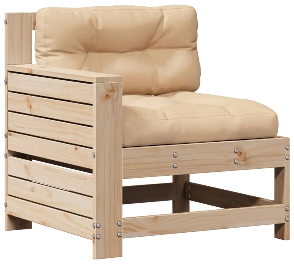 7 pcs conjunto lounge de jardim c/ almofadões pinho maciço