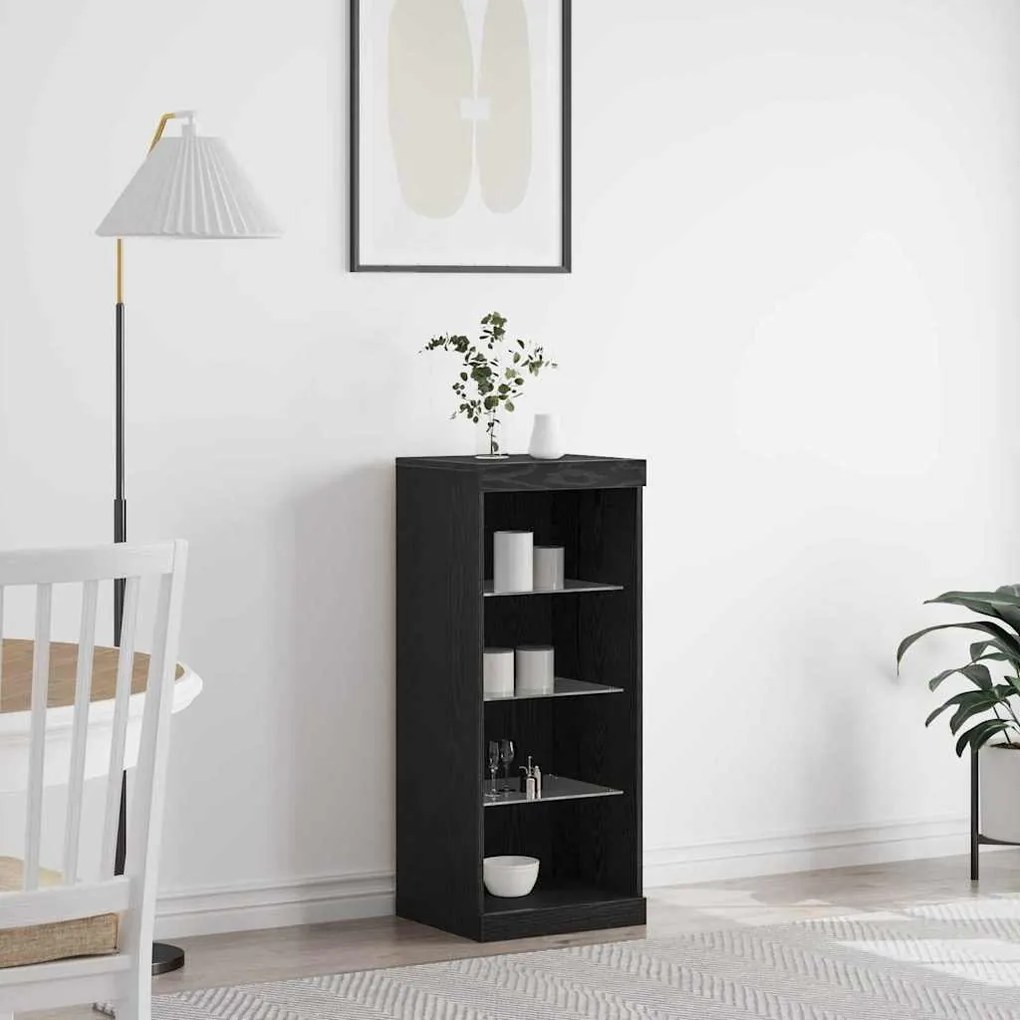 Buffet com Luzes LED Carvalho Preto 41x37x100 cm