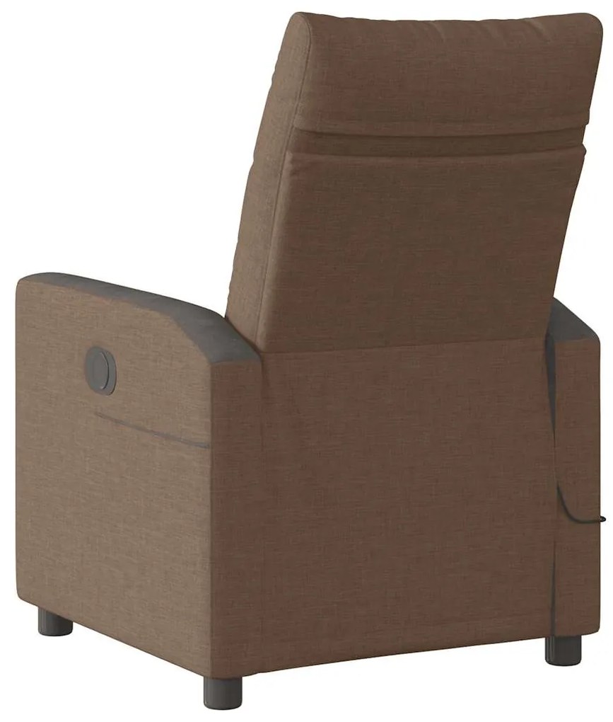 Poltrona de massagens reclinável elétrica tecido castanho