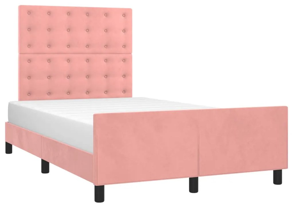 Estrutura de cama com colchão 120x190 cm veludo rosa