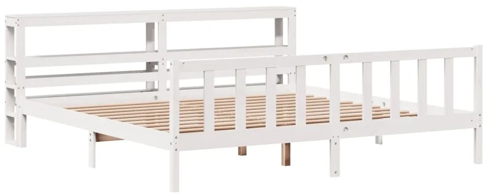 Cama sem colchão 200x200 cm madeira de pinho maciça branco