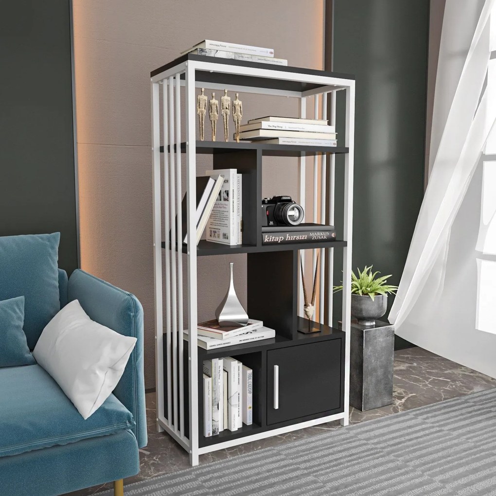 Estante Valero – Preto e Branco – 60 cm x 120 cm x 29,6 cm