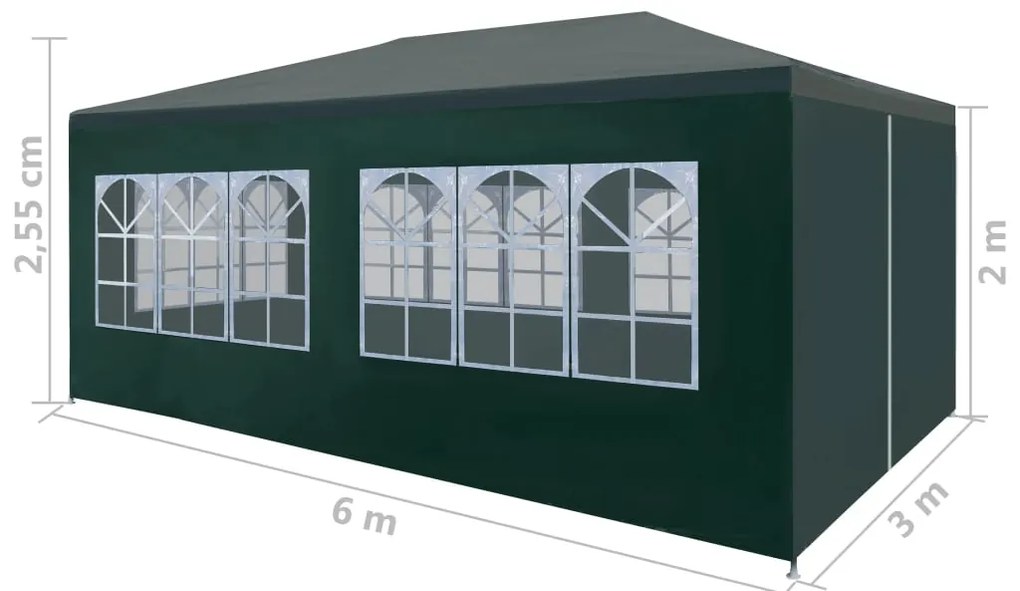 Tenda para festas 3x6 m verde