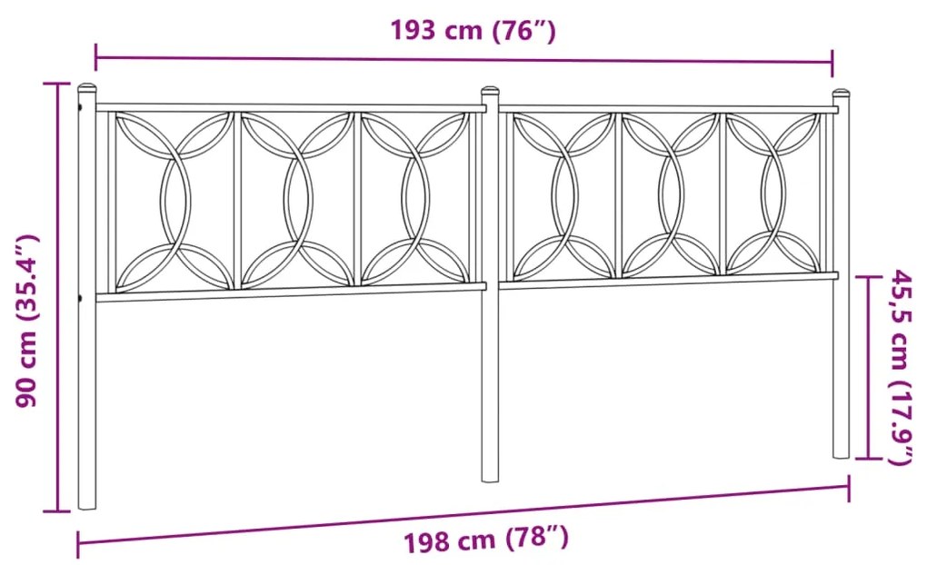 Cabeceira de cama 193 cm metal preto