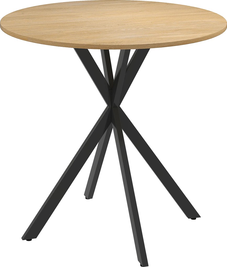 HOMCOM Mesa de Jantar Redonda para 2-4 Pessoas com Pernas Cruzadas em Aço Ø80x75 cm, Carvalho Branco | Aosom Portugal