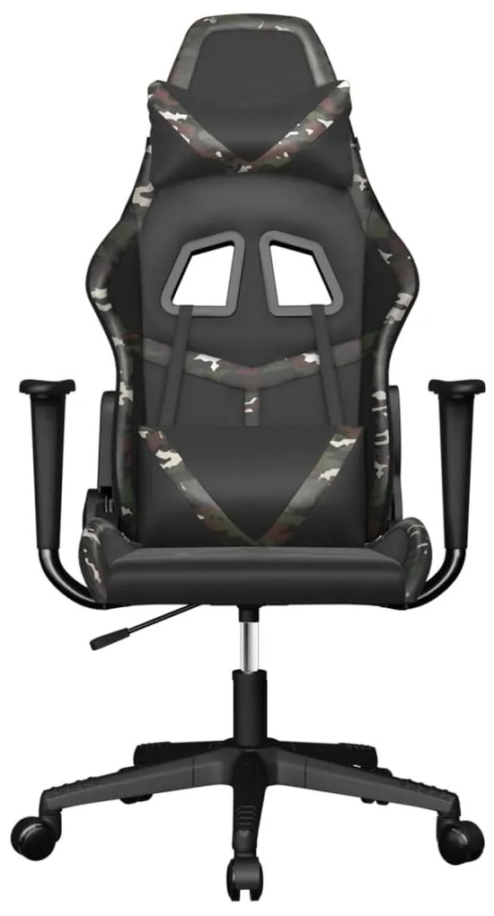 Cadeira gaming massagens couro artificial preto e camuflagem