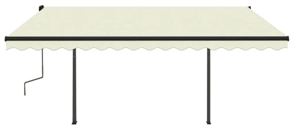 Toldo retrátil manual com postes 4x3 m cor creme