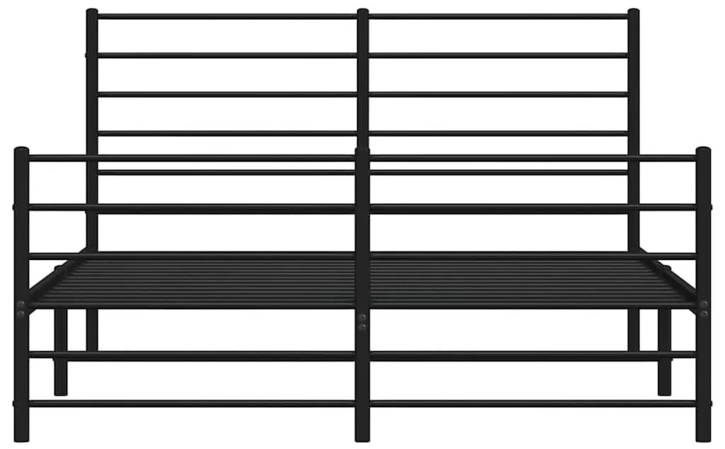 Estrutura de cama com cabeceira e pés 150x200 cm metal preto