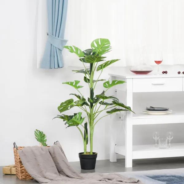 Monstera Planta Artificial com Vaso Árvore Tropical Sintética com 21 Folhas Ø16x100 cm Verde
