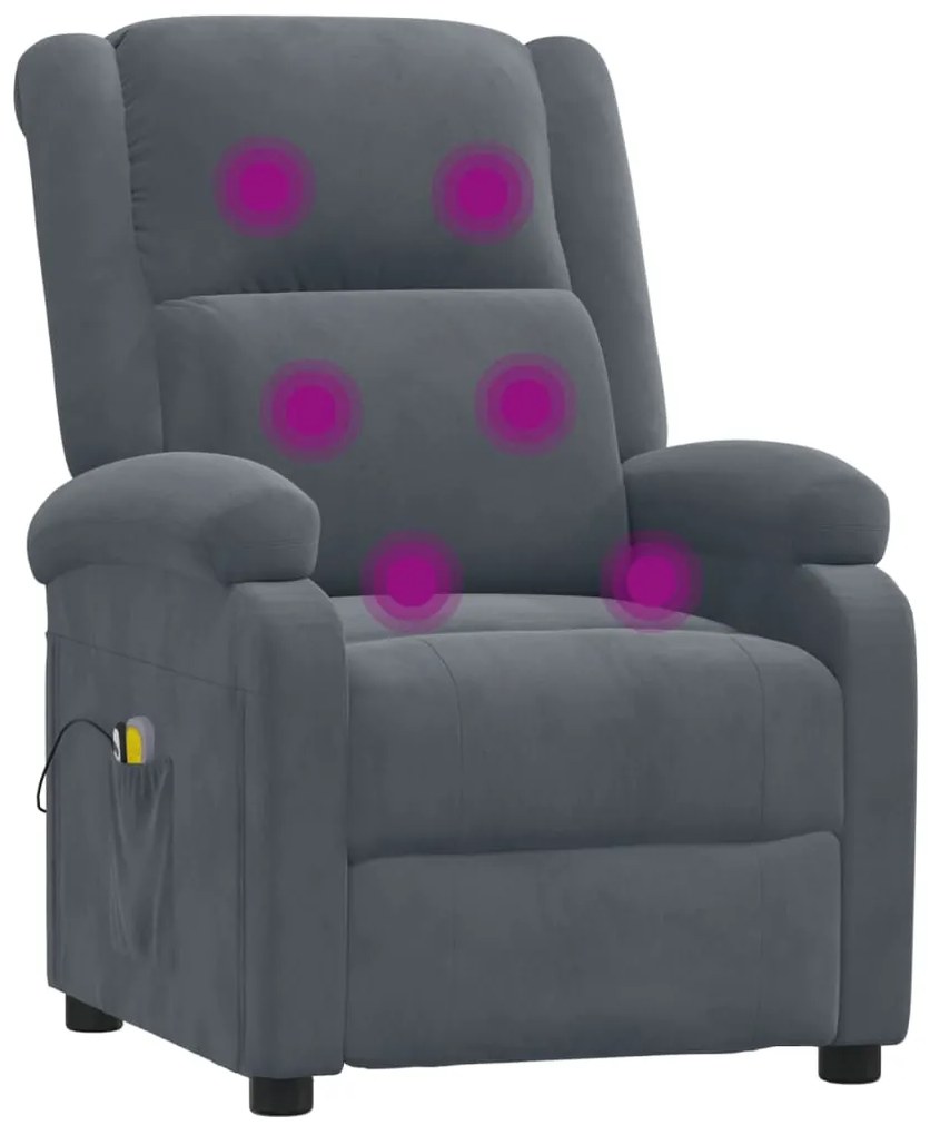 Poltrona de massagens elétrica veludo cinza-escuro