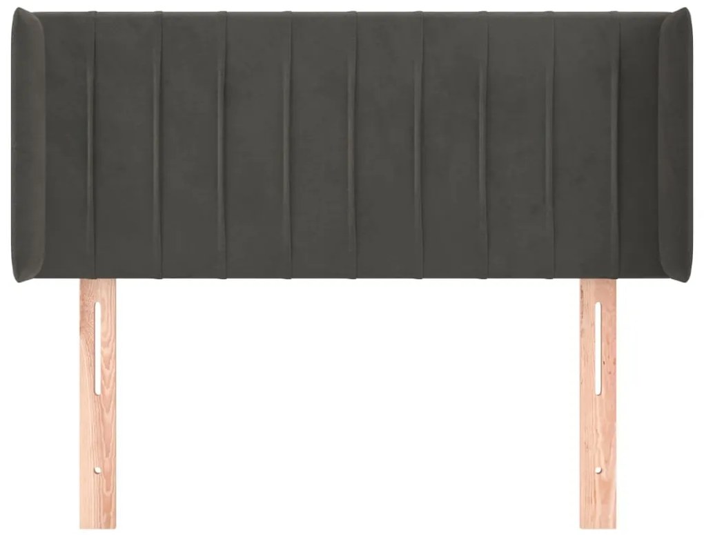 Cabeceira de cama c/ abas veludo 103x16x78/88cm cinzento-escuro