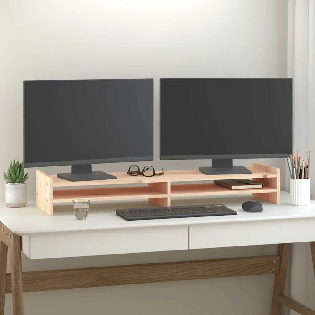 vidaXL Suporte para monitor 100x27x15 cm madeira de pinho maciça