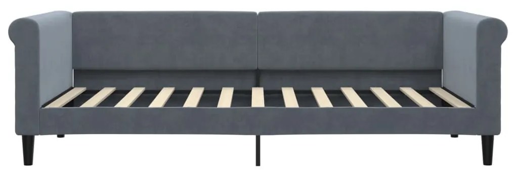 Sofá-cama com gavetão 90x200 cm veludo cinzento-escuro