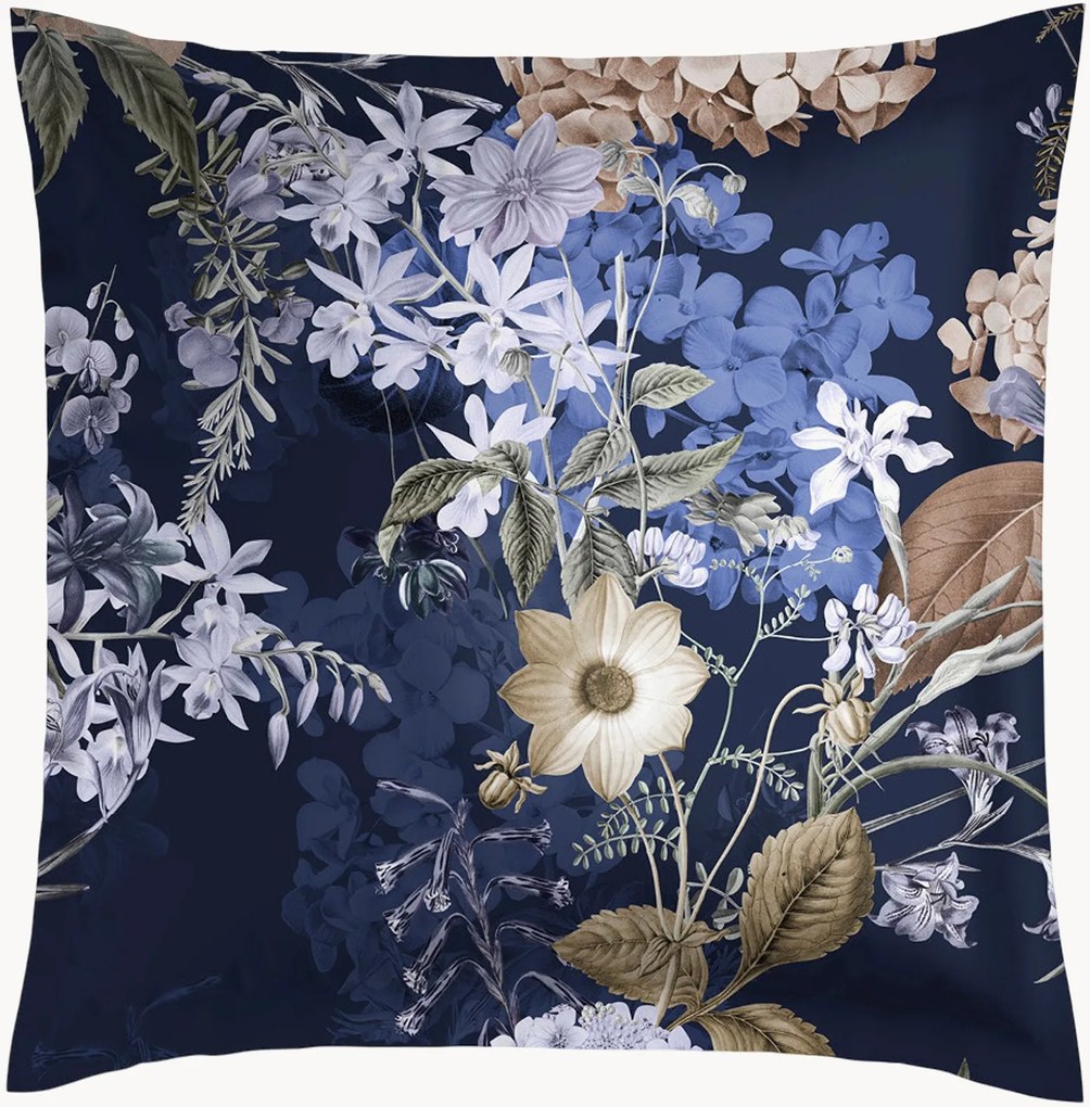 Fronhas em cetim de algodão Bouquet D'Hortensias, conjunto de 2
