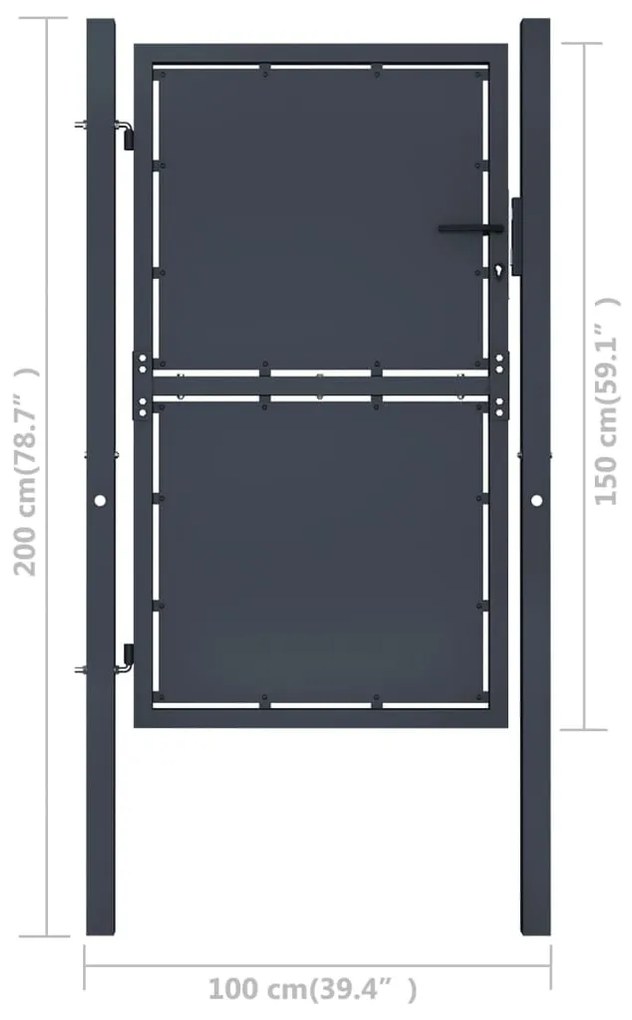 Portão de jardim 100x150 cm aço antracite