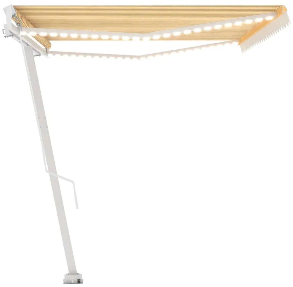 Toldo retrátil manual com LED 500x300 cm amarelo e branco