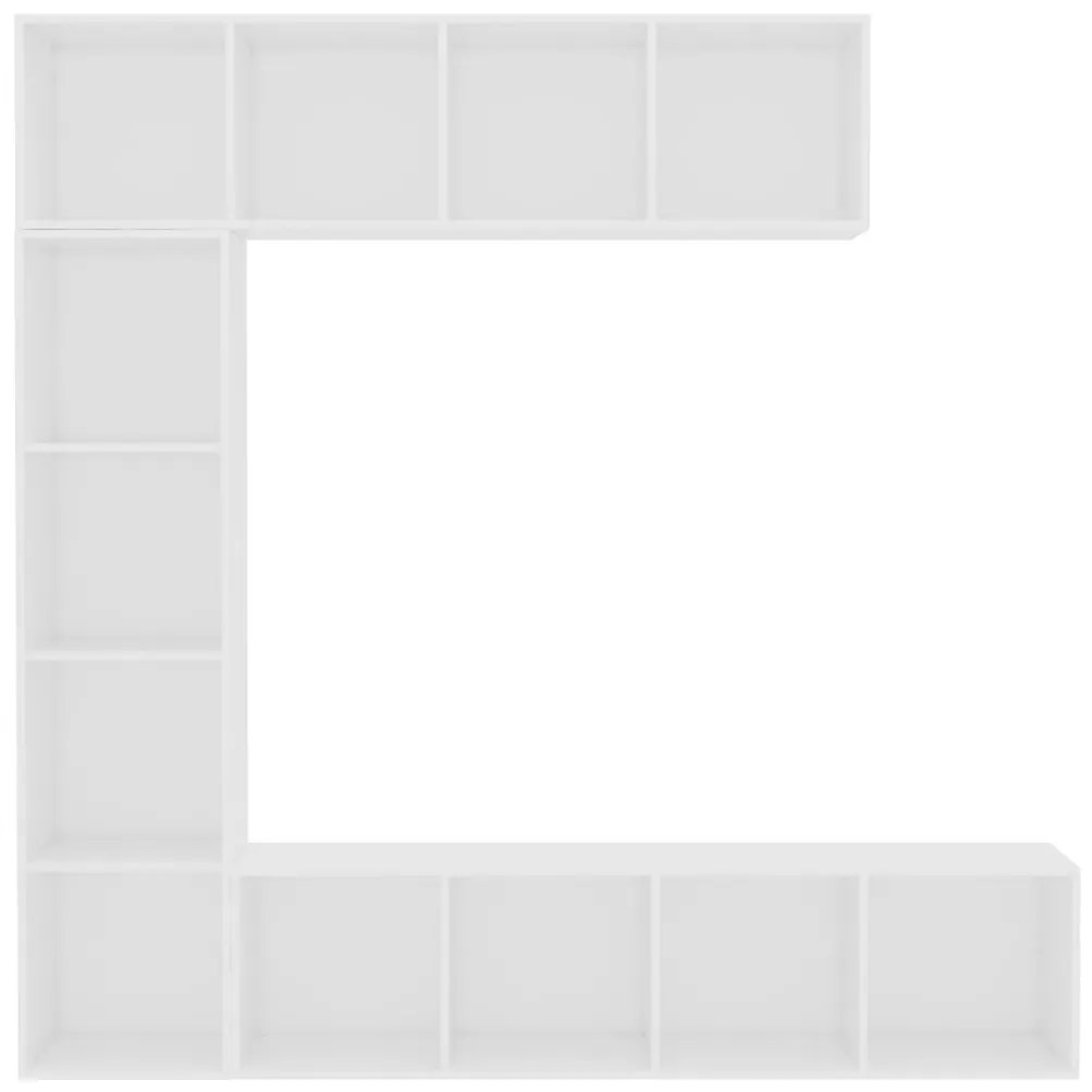 Conjunto armário de TV/estante 3 pcs 180x30x180 cm branco