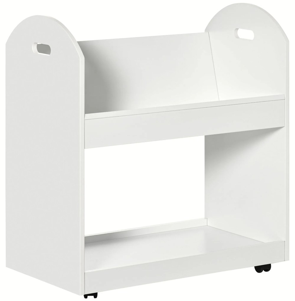 HOMCOM Estante de Livros com Rodas Estante com 2 Prateleiras de Armazenamento e 2 Alças Estilo Moderno 71x40x78cm Branco | Aosom Portugal