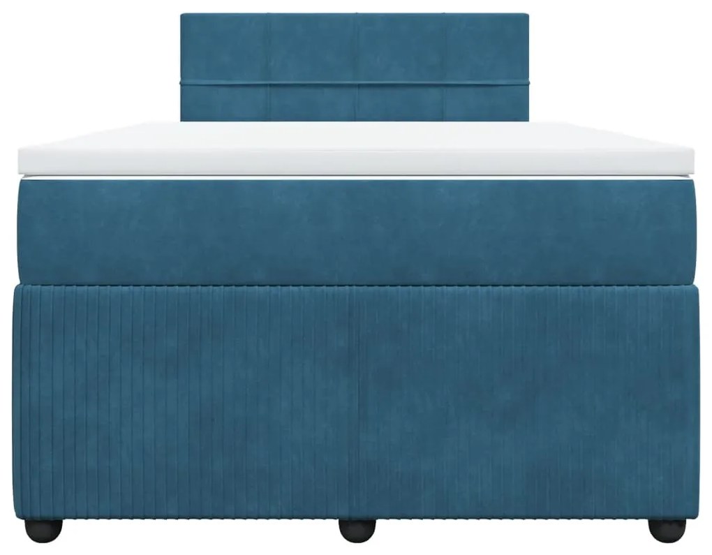 Cama boxspring com colchão 120x200 cm veludo azul