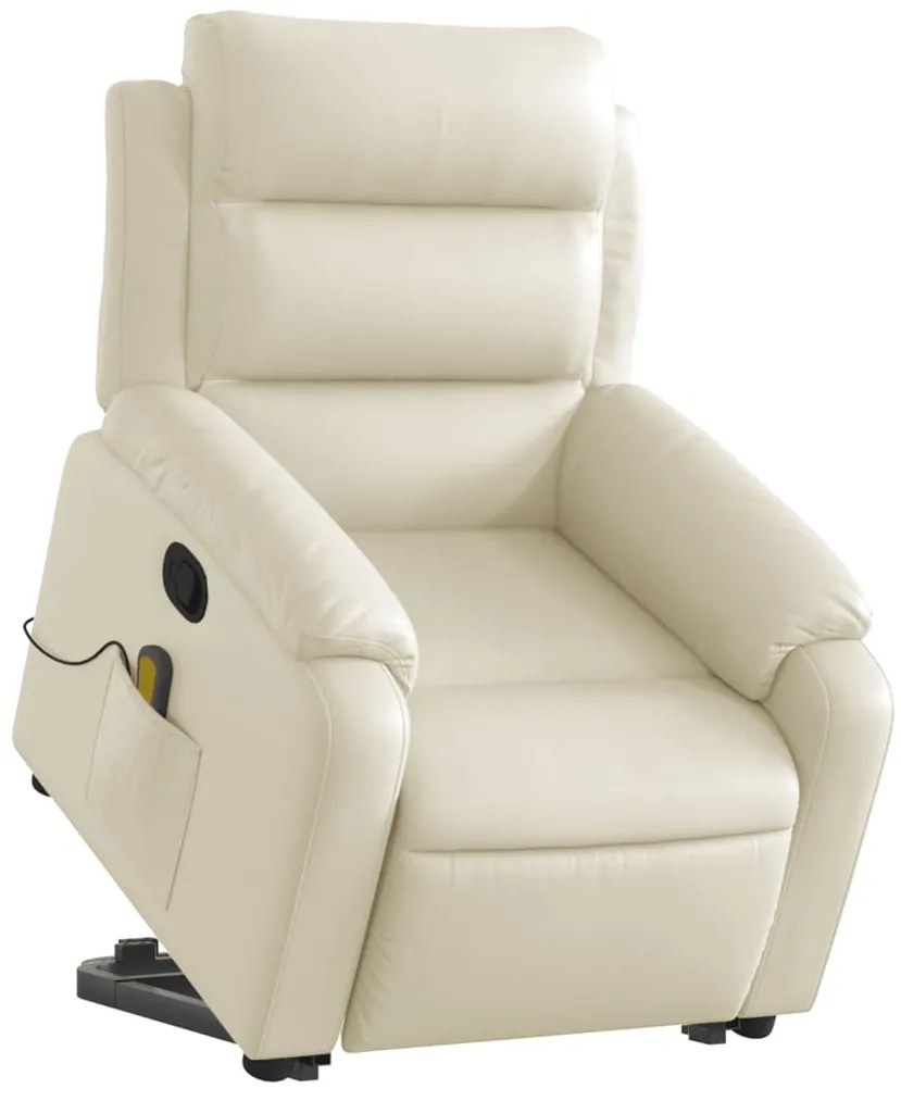 Poltrona reclinável de massagens couro artificial cor creme