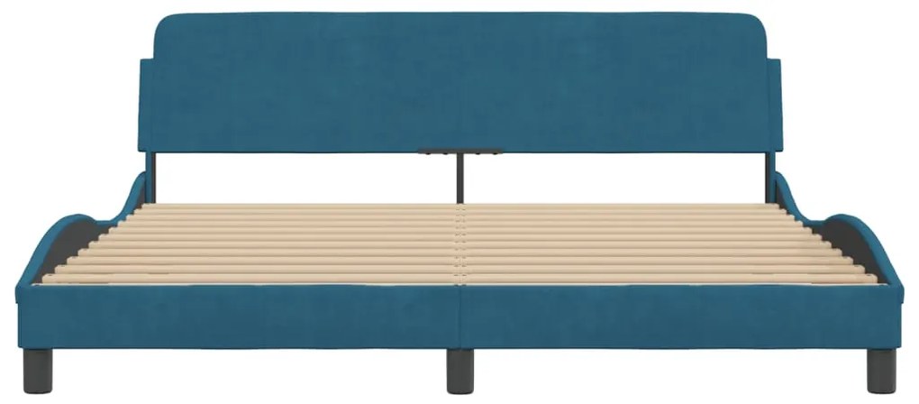 Estrutura de cama c/ cabeceira 180x200 cm veludo azul