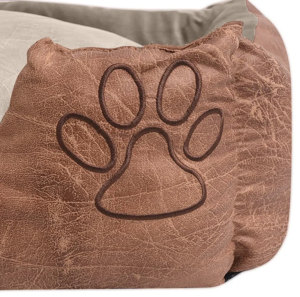 Cama para cães com almofada couro artificial PU tamanho L bege