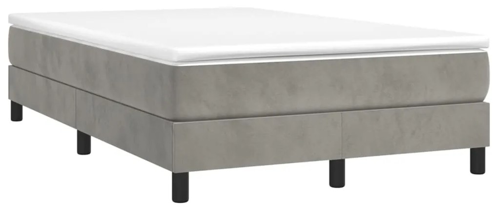 Cama boxspring c/ colchão 120x200 cm veludo cinzento-claro
