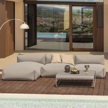 Conjunto De Jardim Porto Com Sofá-cama Modular De 3 Peças E Mesa De Centro Moka Brown - Sklum