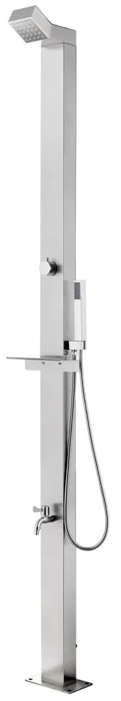 vidaXL Chuveiro de jardim 220 cm aço inoxidável