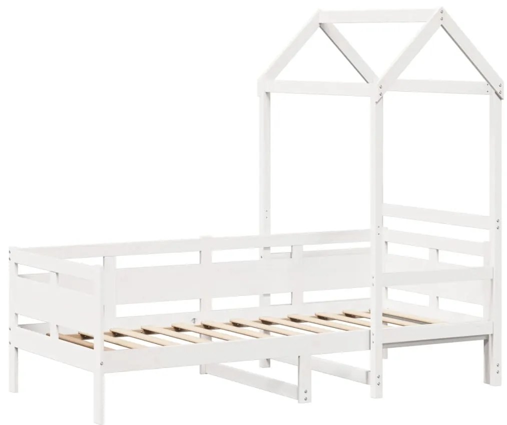 Sofá-cama com telhado 90x200 cm madeira de pinho maciça branco