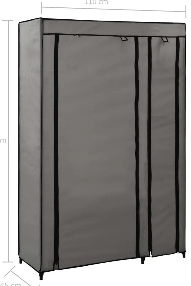 Roupeiros dobráveis 2 pcs 110x45x175 cm tecido cinzento