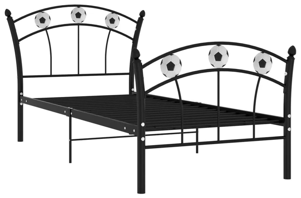 Estrutura de cama com design de futebol 90x200 cm metal preto