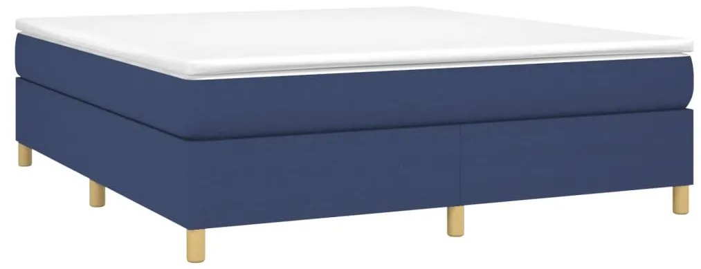 Cama com molas/colchão 160x200 cm tecido azul